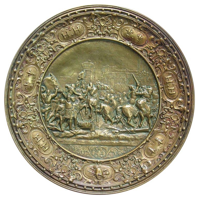 German Bronze Historicism Charger Depicting Entry of Henry IV into Paris in  1594 For Sale at 1stDibs