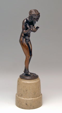 German Bronze Lady Nude and Frog Prince Gustav A. Daumiller Munich, circa 1920