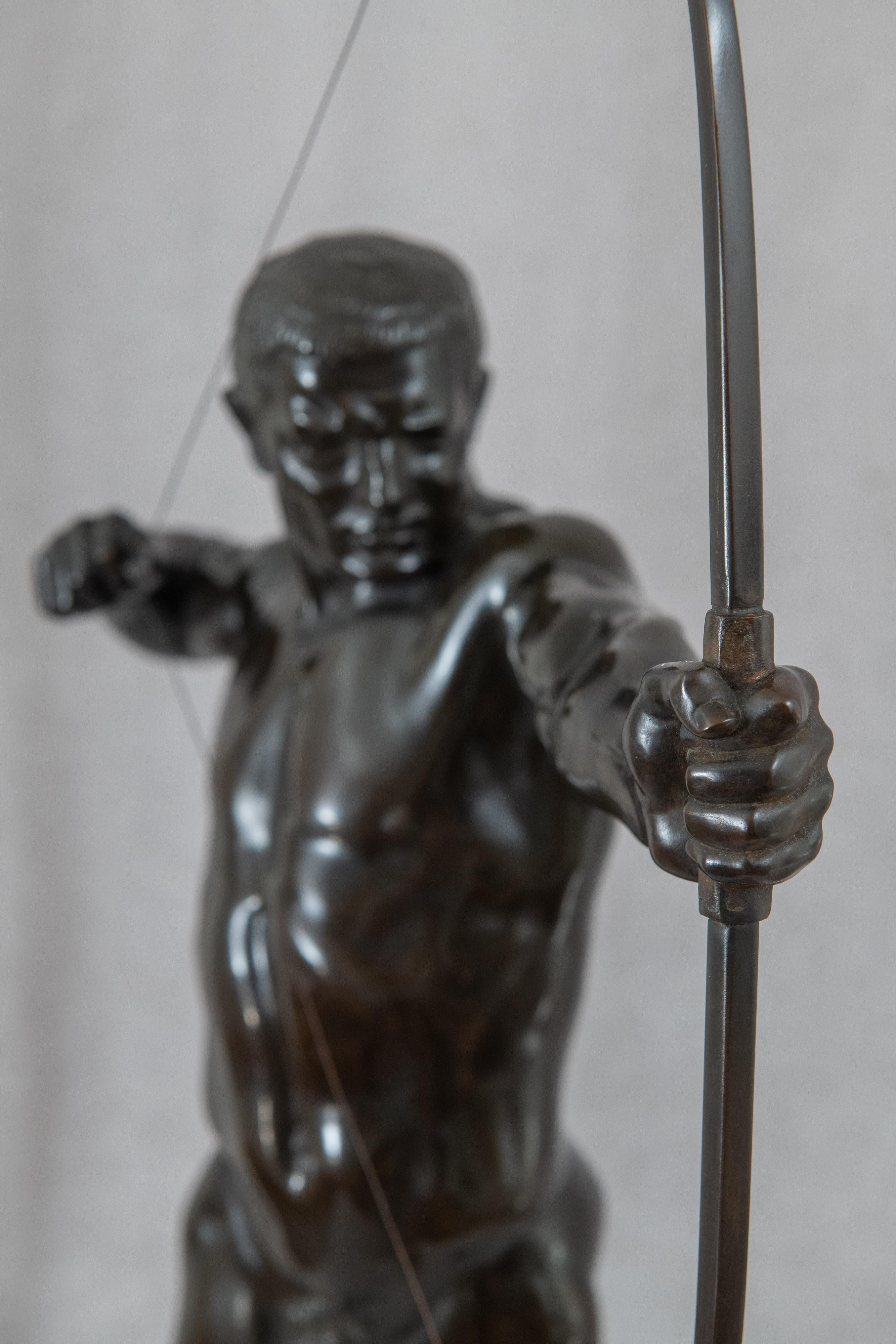 Allemand Bronze allemand Nu masculin Archer, Emil Dittler (1868-1902) en vente