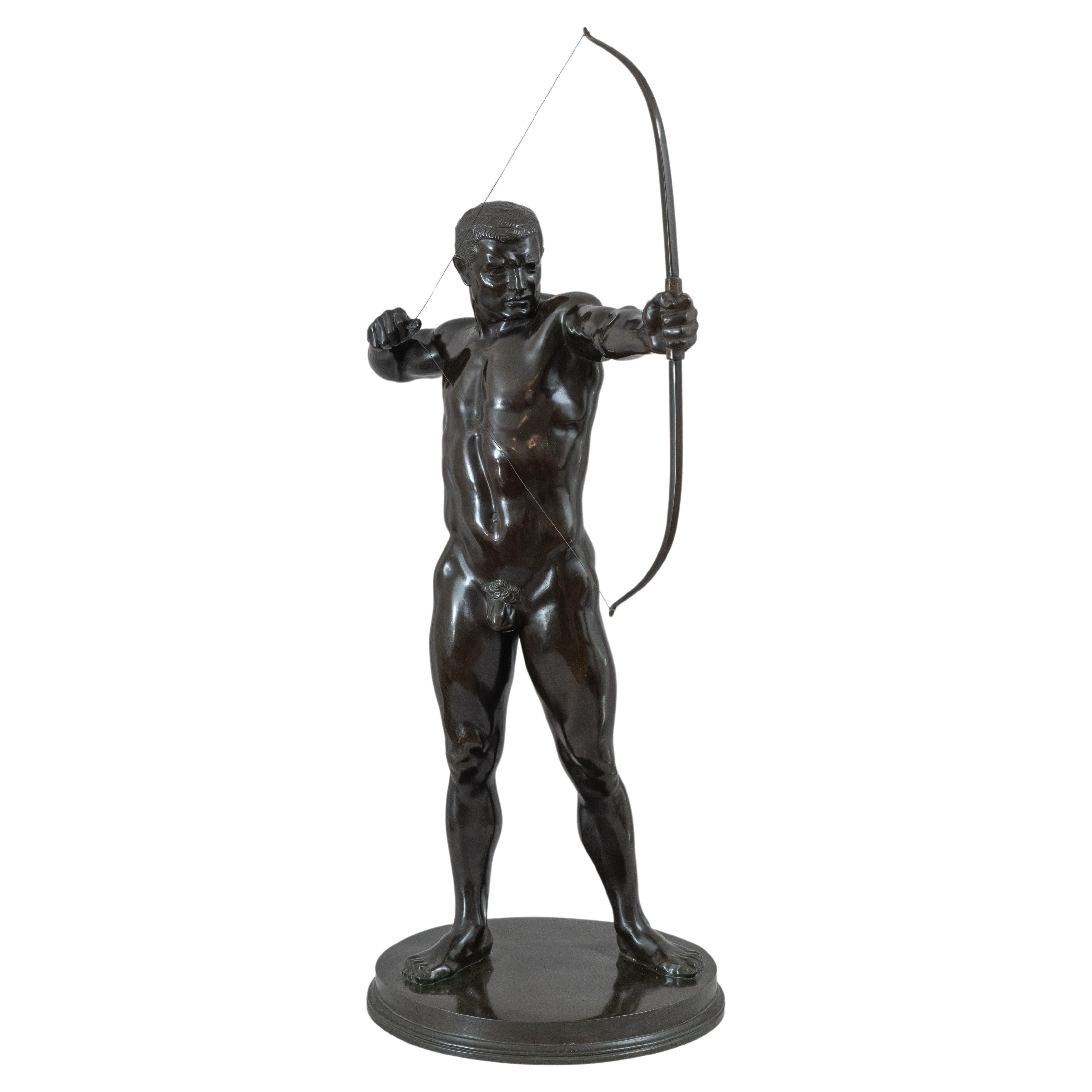 German Bronze Nude Male Archer, Emil Dittler (1868-1902)