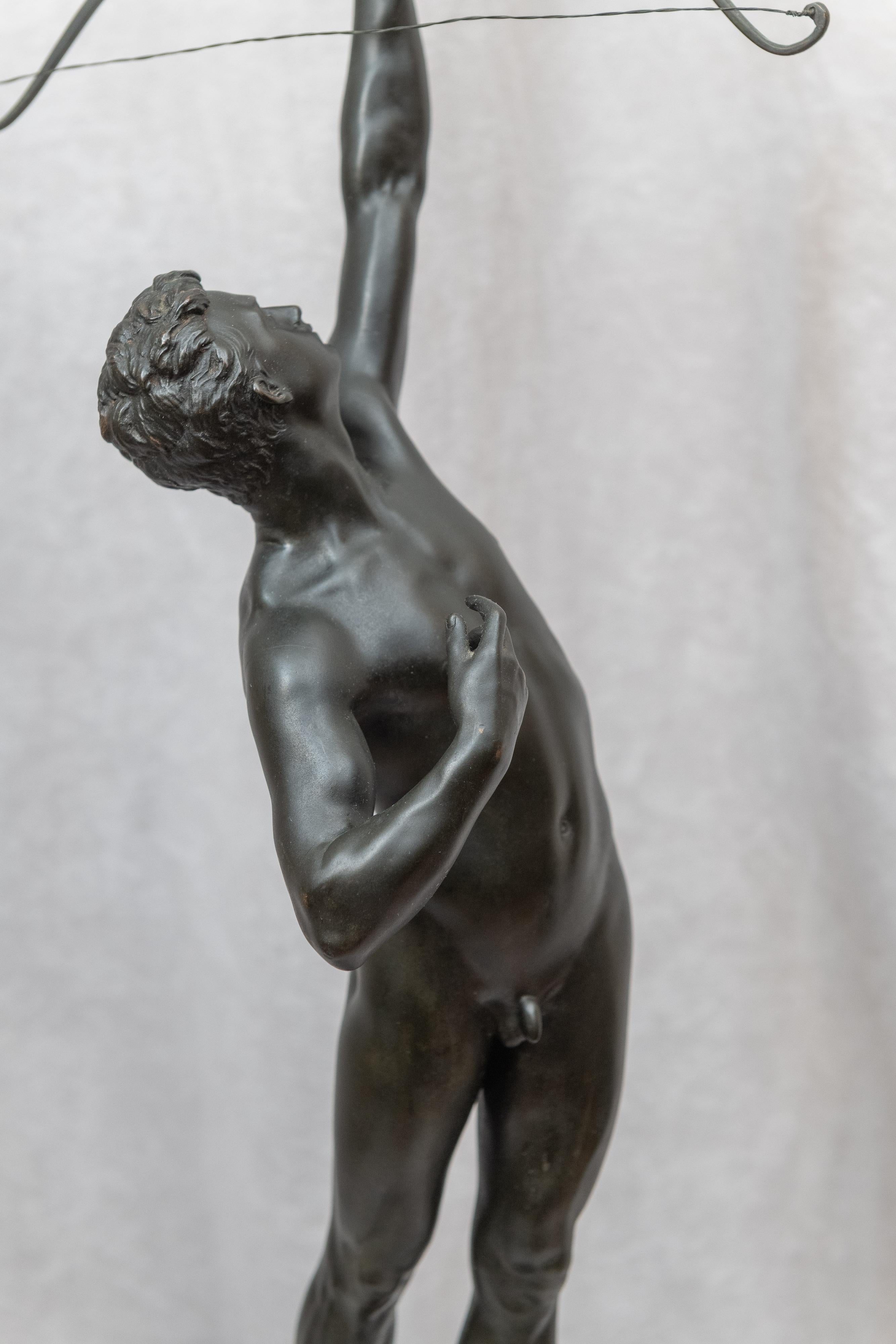 Marble German Bronze of a Nude Male Archer, Artist Signed, circa 1900