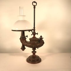 German Bronze Oil Lamp in Original Condition