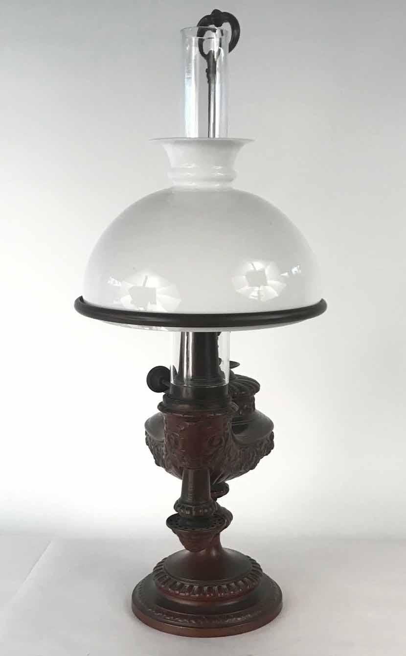 Renaissance Revival German Bronze Oil Lamp in Original Condition For Sale