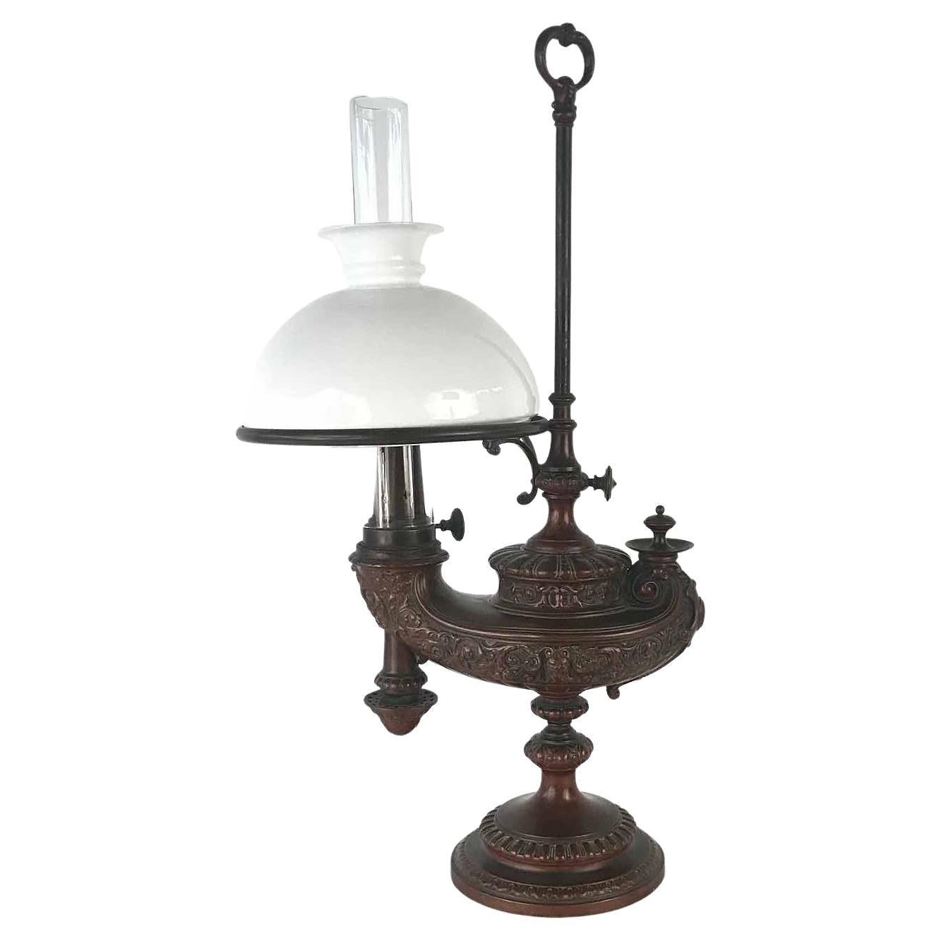 German Bronze Oil Lamp in Original Condition For Sale