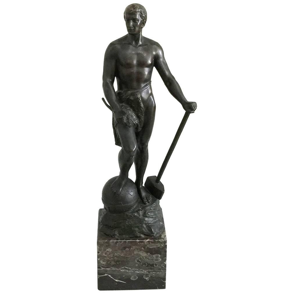 Statua di bronzo tedesca di Adolf Muller-Crefeld, 1900