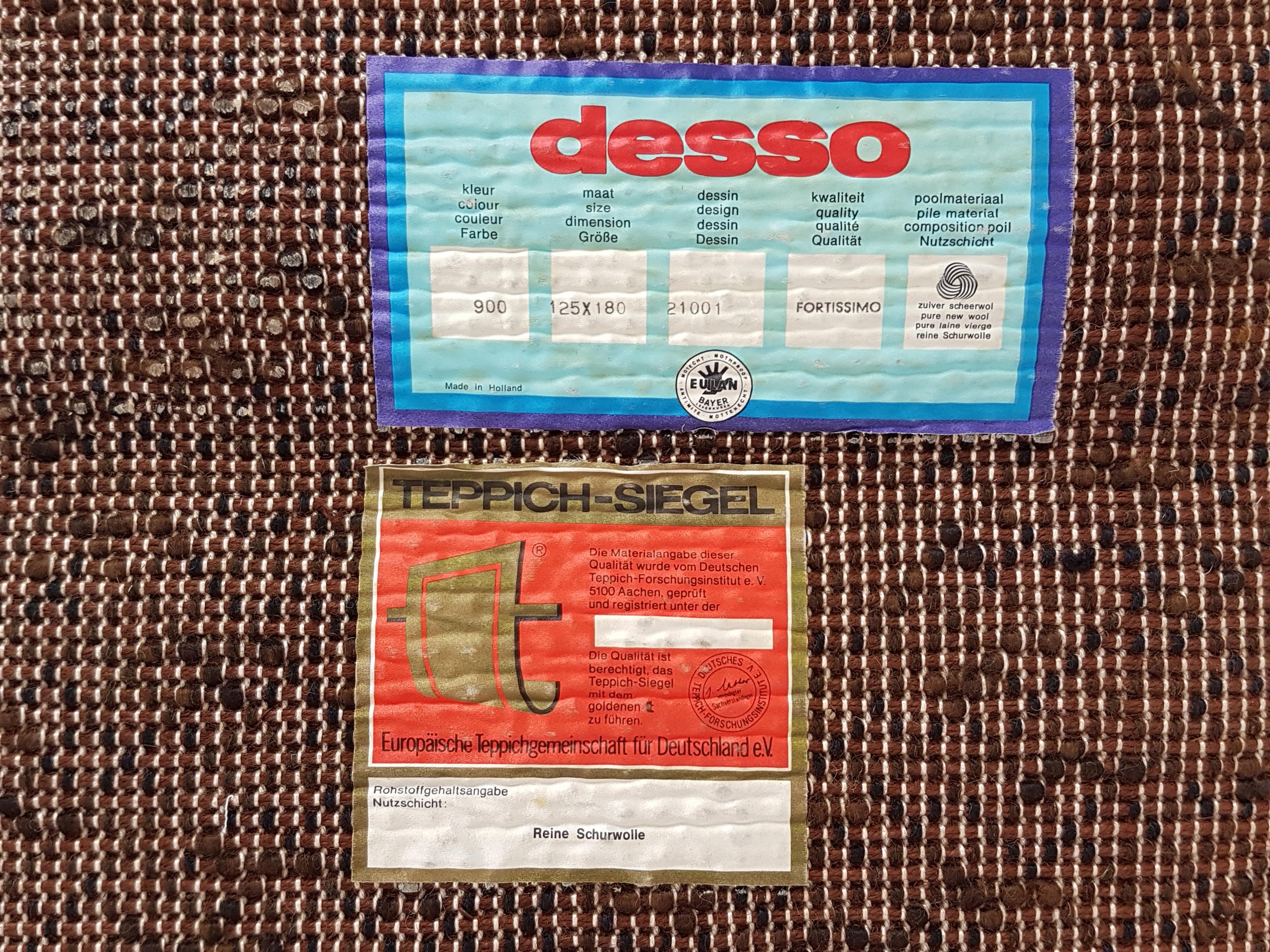 Tapis allemand brun 100% laine des années 1970 par Desso en vente 2