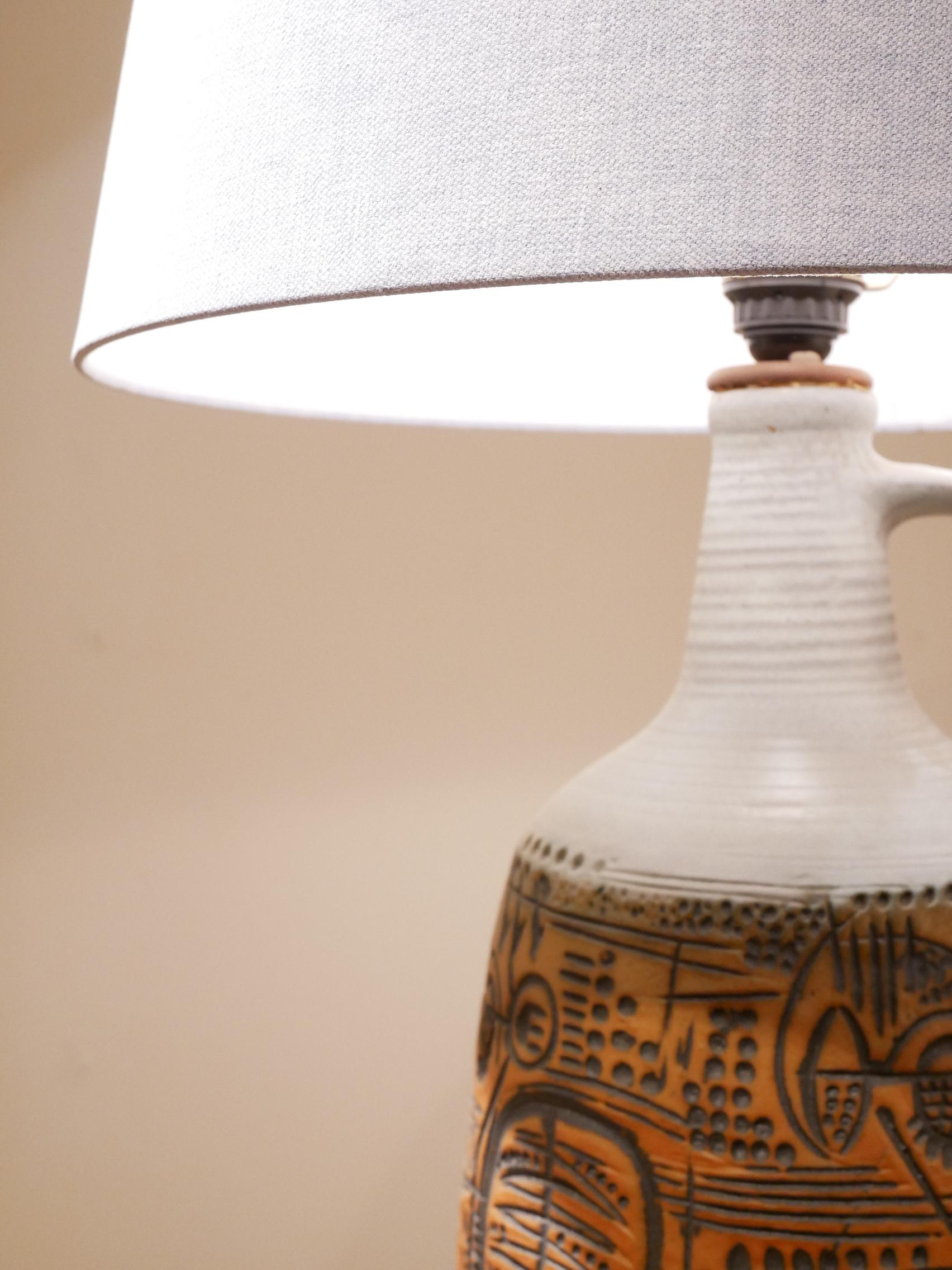 Mid-Century Modern German Brutalist Geometrical Fat Lava Ceramic Vase Table Lamp, 1960s For Sale