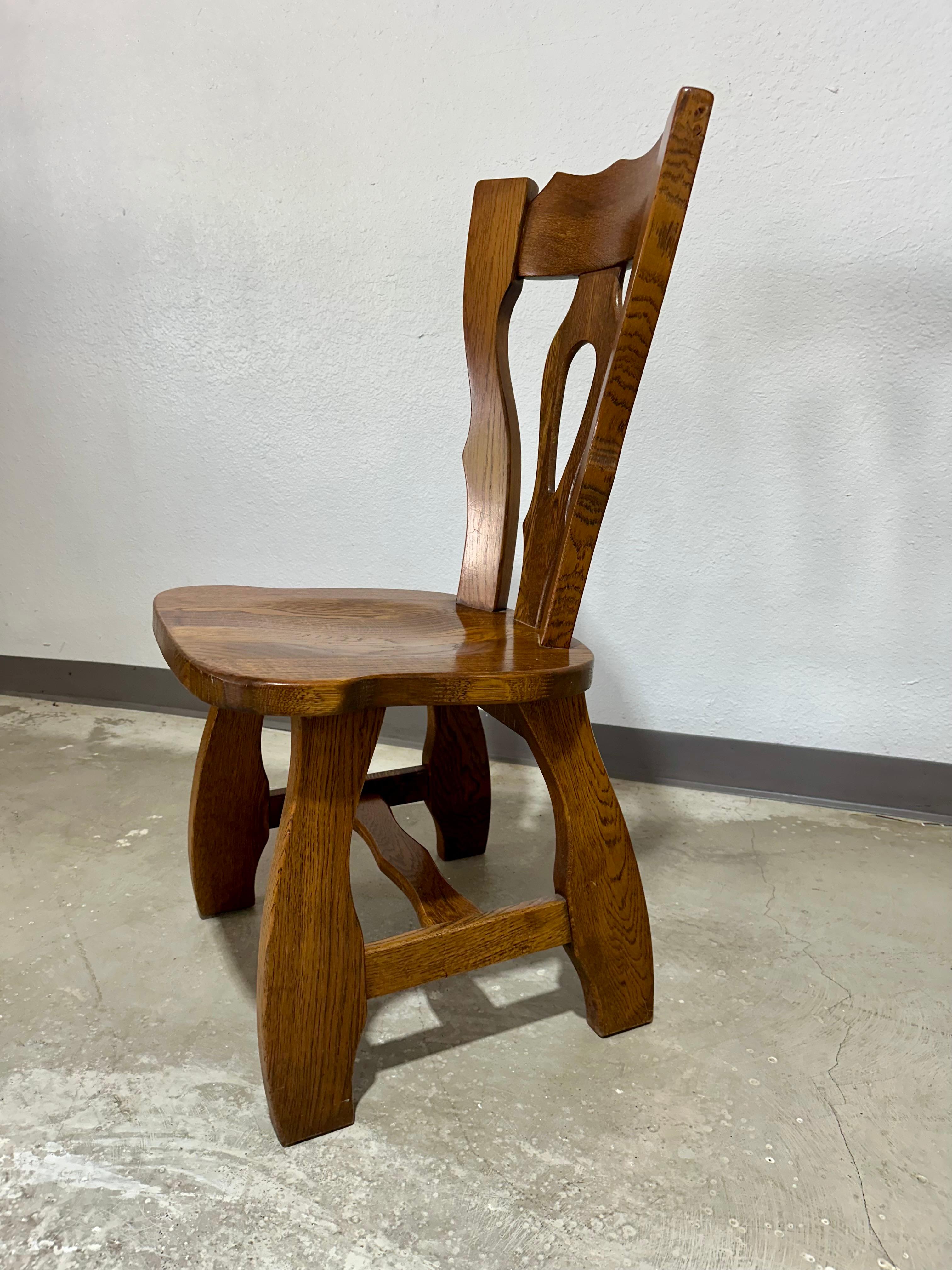 Deutsche Brutalist Eiche Esszimmerstühle, Satz von 6 im Angebot 4