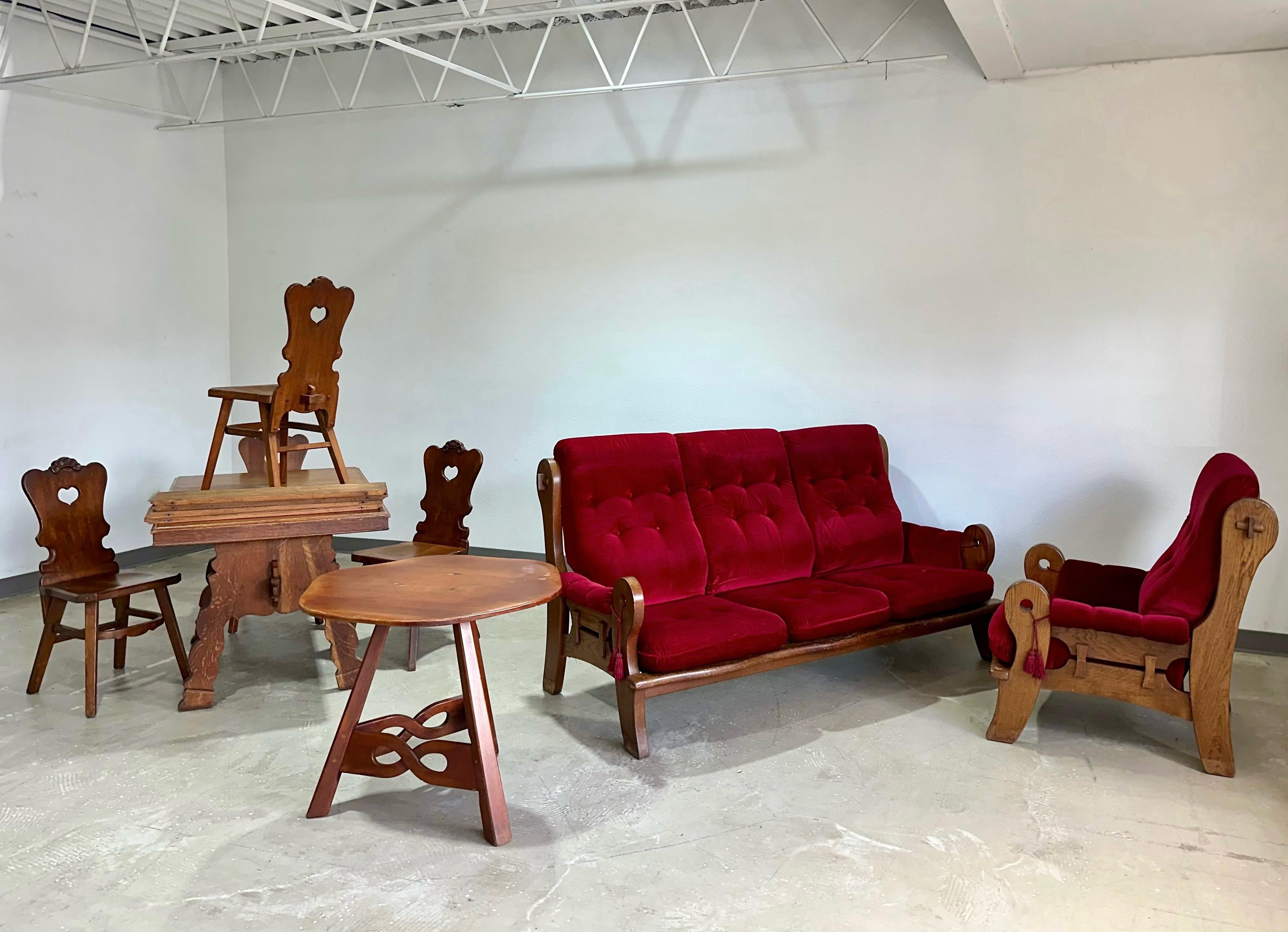 Sedie da pranzo tedesche in stile tirolese brutalista, set di 4 sedie in Oak in vendita 5