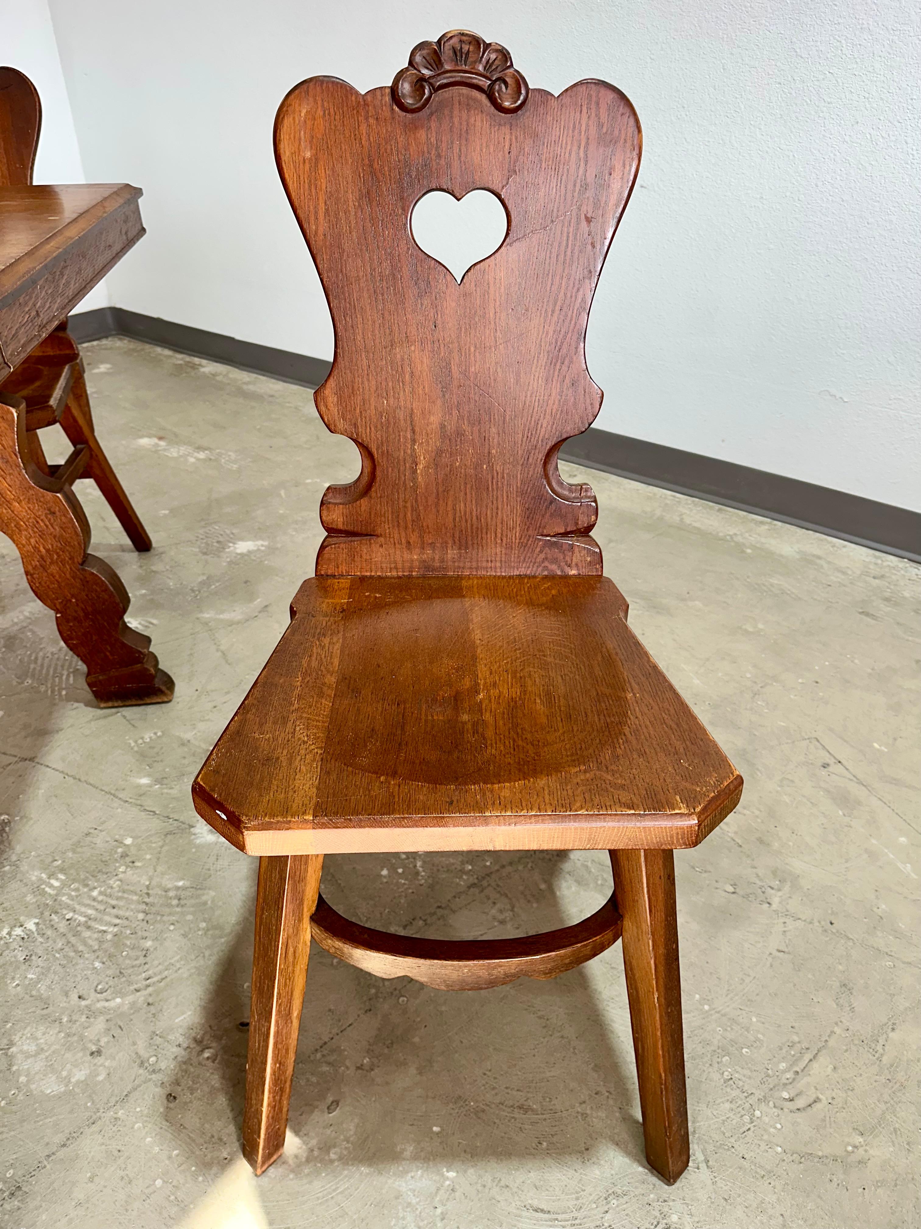 Quercia Sedie da pranzo tedesche in stile tirolese brutalista, set di 4 sedie in Oak in vendita