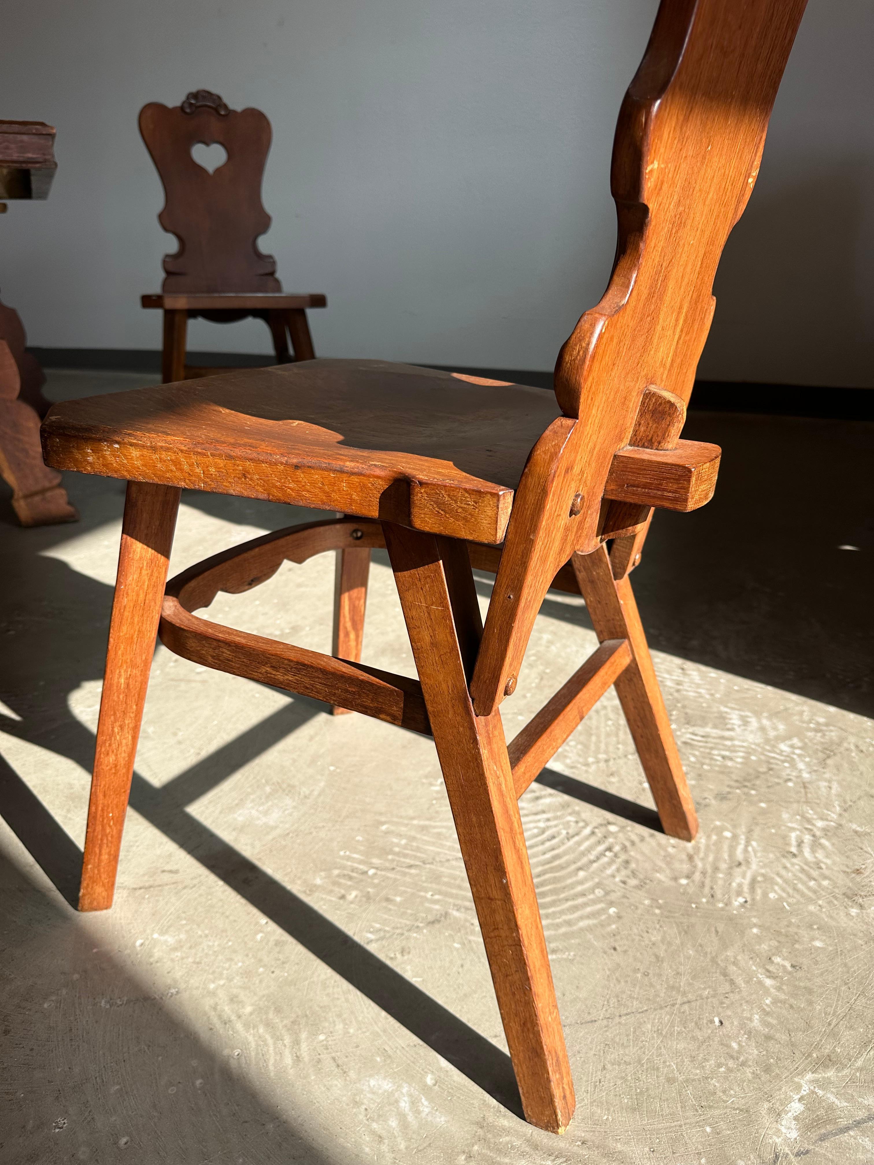 Sedie da pranzo tedesche in stile tirolese brutalista, set di 4 sedie in Oak in vendita 1