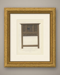 German Carved Oak Cabinet, Fifteenth Century, Geisenheim, Antique Print, 1851