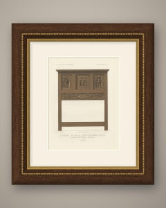 German Carved Oak Cabinet, Sixteenth Century, Rüdesheim, Antique Print, 1851
