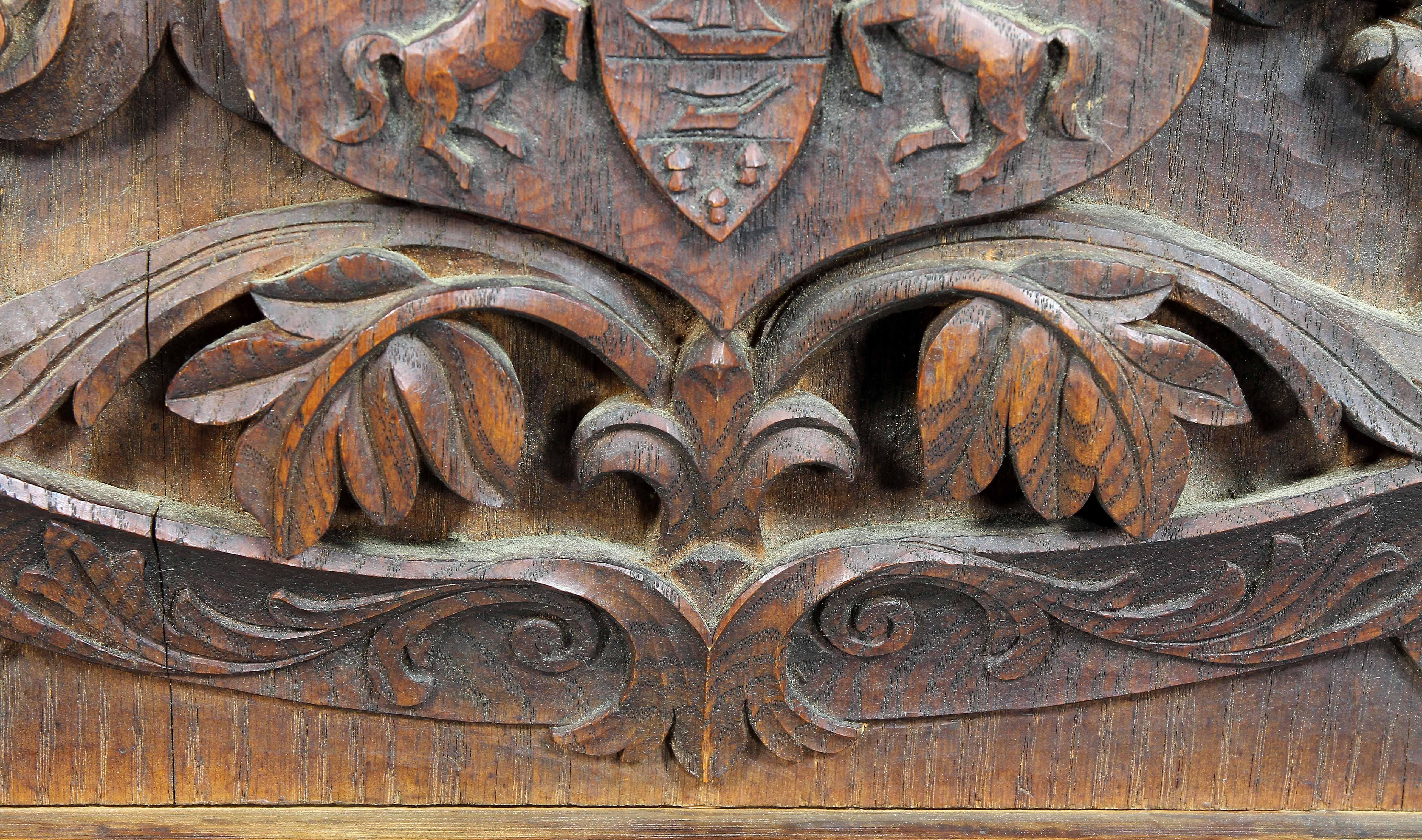 German Carved Oak Coat of Arms 1