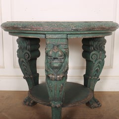 German Carved Oak Lamp Table