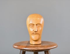 German Carved Wooden Milliners Head Circa 1910