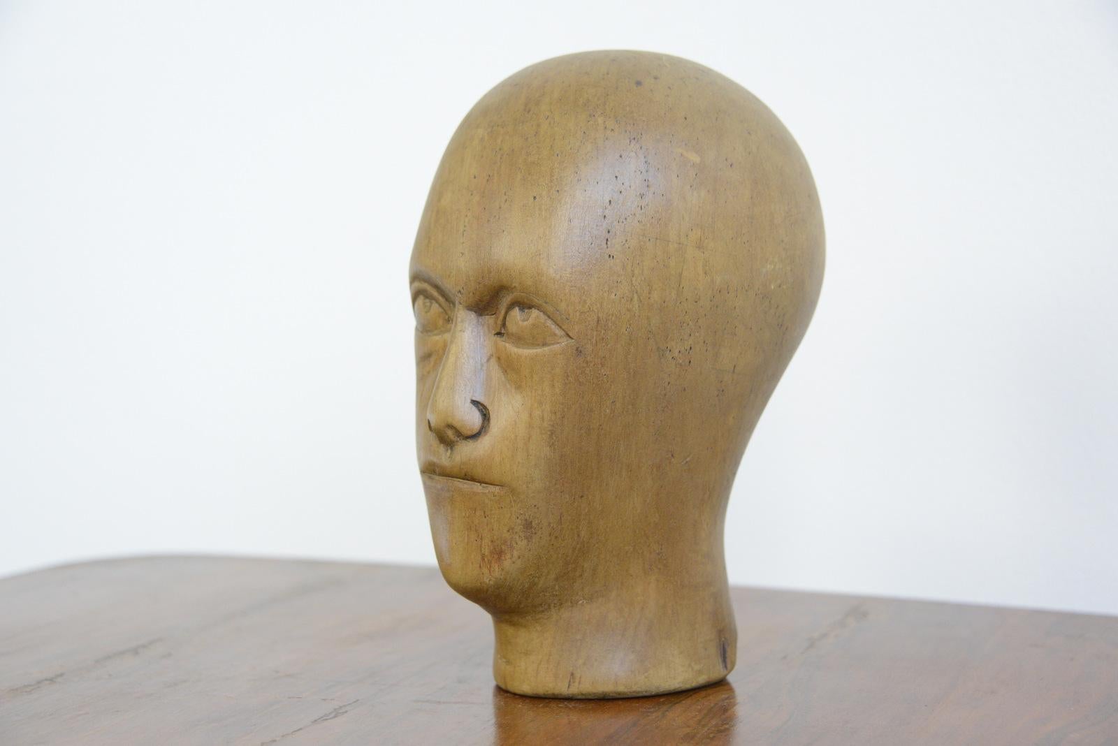 20th Century German Carved Wooden Milliners Head, circa 1910
