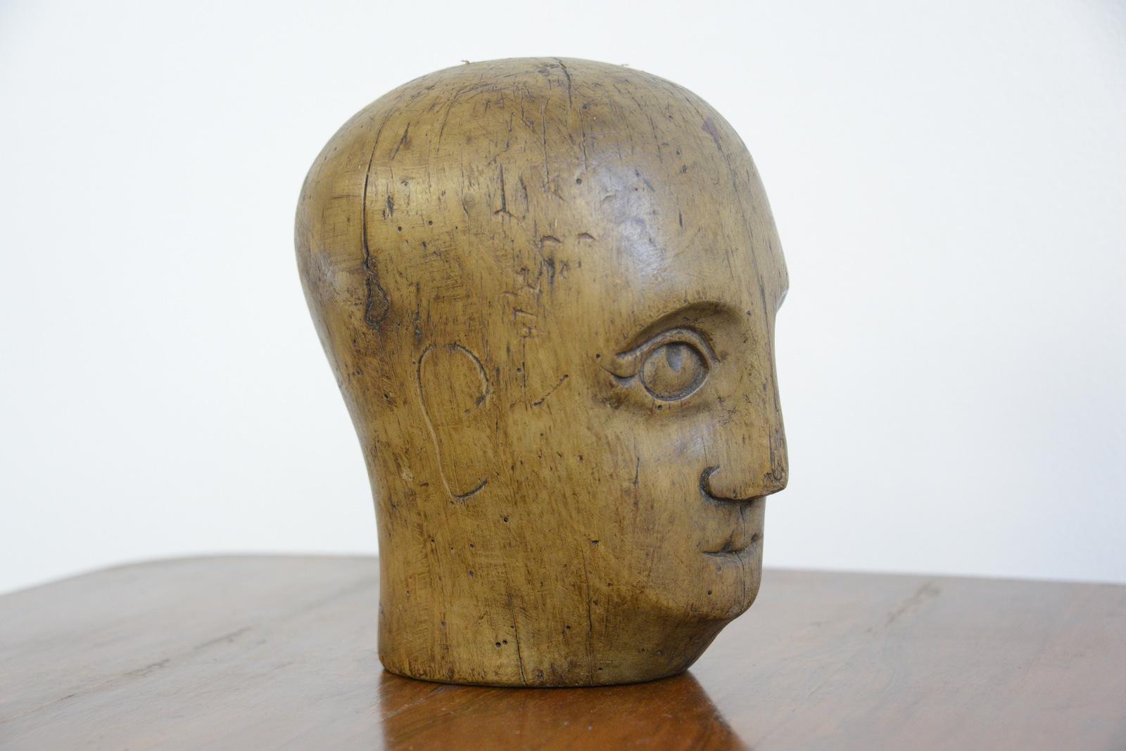 Sycamore German Carved Wooden Milliners Head, circa 1910