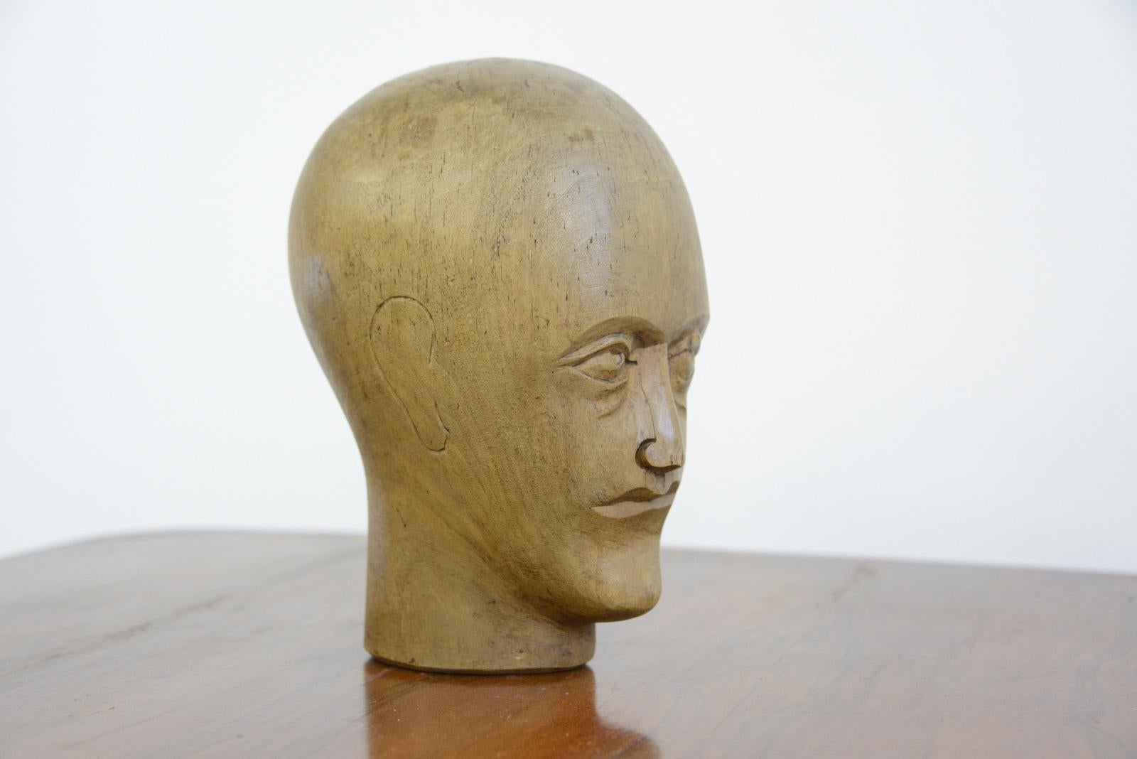 Sycamore German Carved Wooden Milliners Head, circa 1910