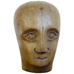 German Carved Wooden Milliners Head, circa 1910