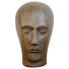 German Carved Wooden Milliners Head, circa 1910