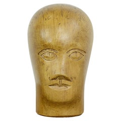 German Carved Wooden Milliners Head, circa 1910