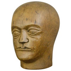 German Carved Wooden Milliners Head, circa 1910