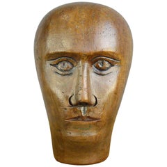 German Carved Wooden Milliners Head, circa 1910