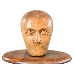 German Carved Wooden Milliners Head Circa 1910