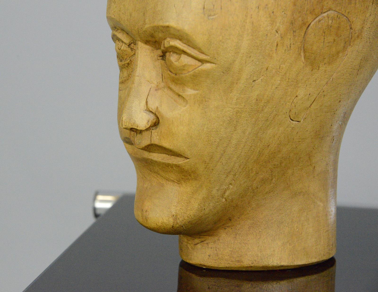 Sycamore German Carved Wooden Milliners Head, circa 1920