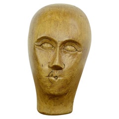 German Carved Wooden Milliners Head, circa 1920