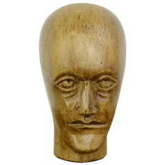 German Carved Wooden Milliners Head, circa 1920