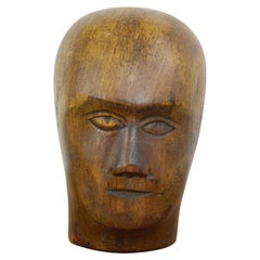 German Carved Wooden Milliners Head, circa 1920