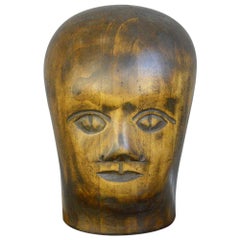 German Carved Wooden Milliners Head, circa 1920