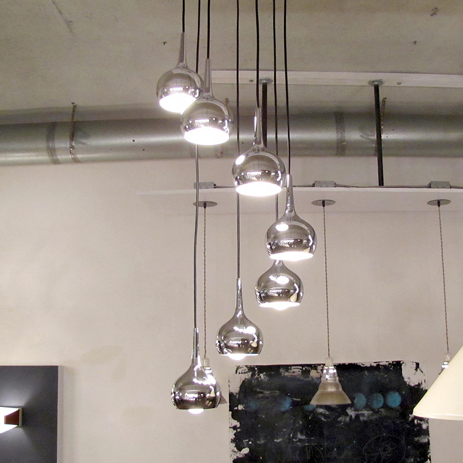 Acciaio Lampadario a cascata tedesco, 1970 in vendita