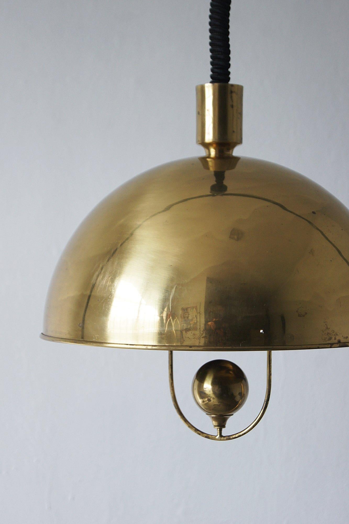 Tedesco Lampada da soffitto tedesca in ottone di Florian Schulz, anni '70 in vendita