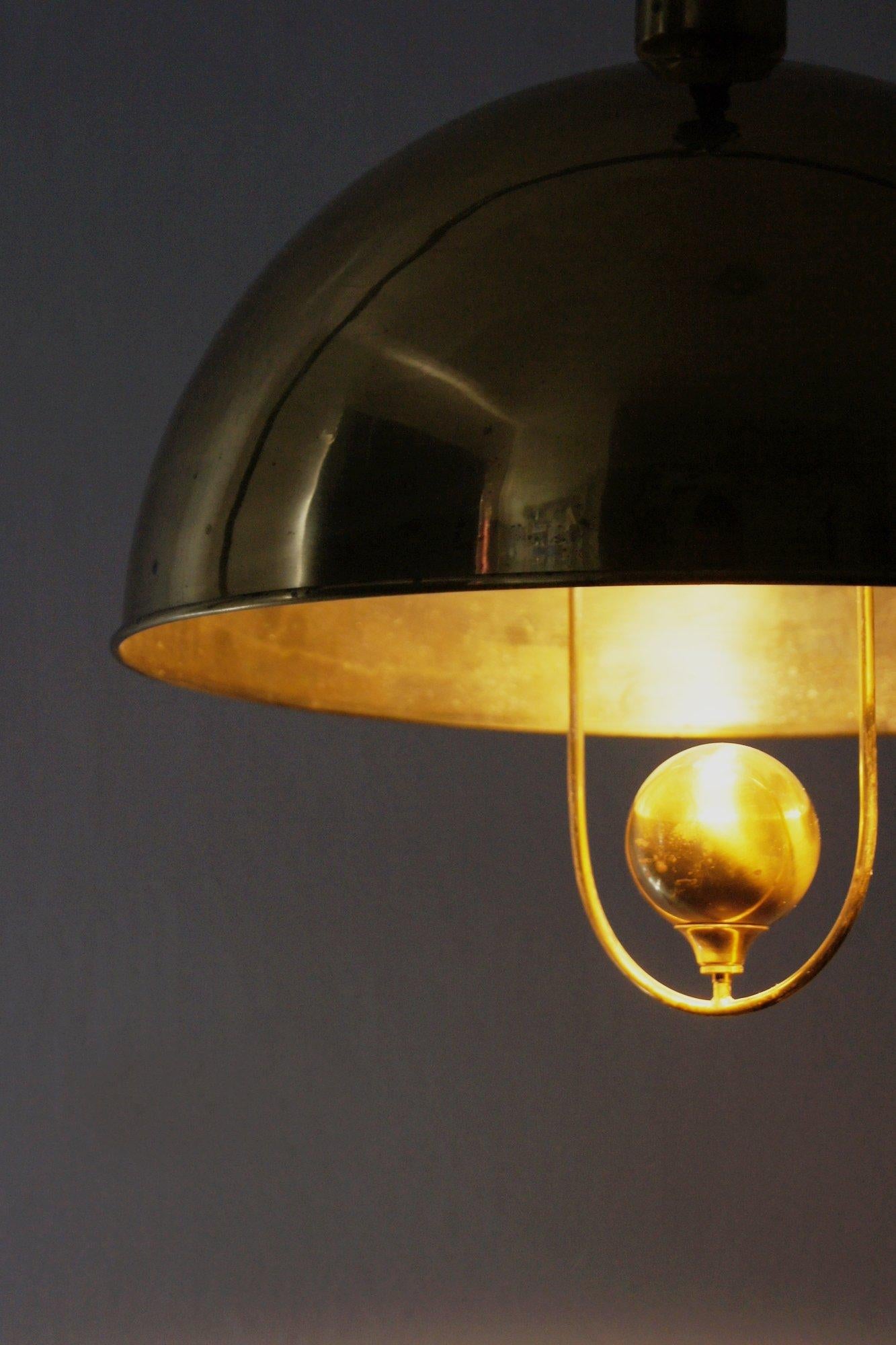 Lampada da soffitto tedesca in ottone di Florian Schulz, anni '70 in vendita 1