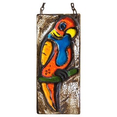 Retro German Ceramic Parrot Tile