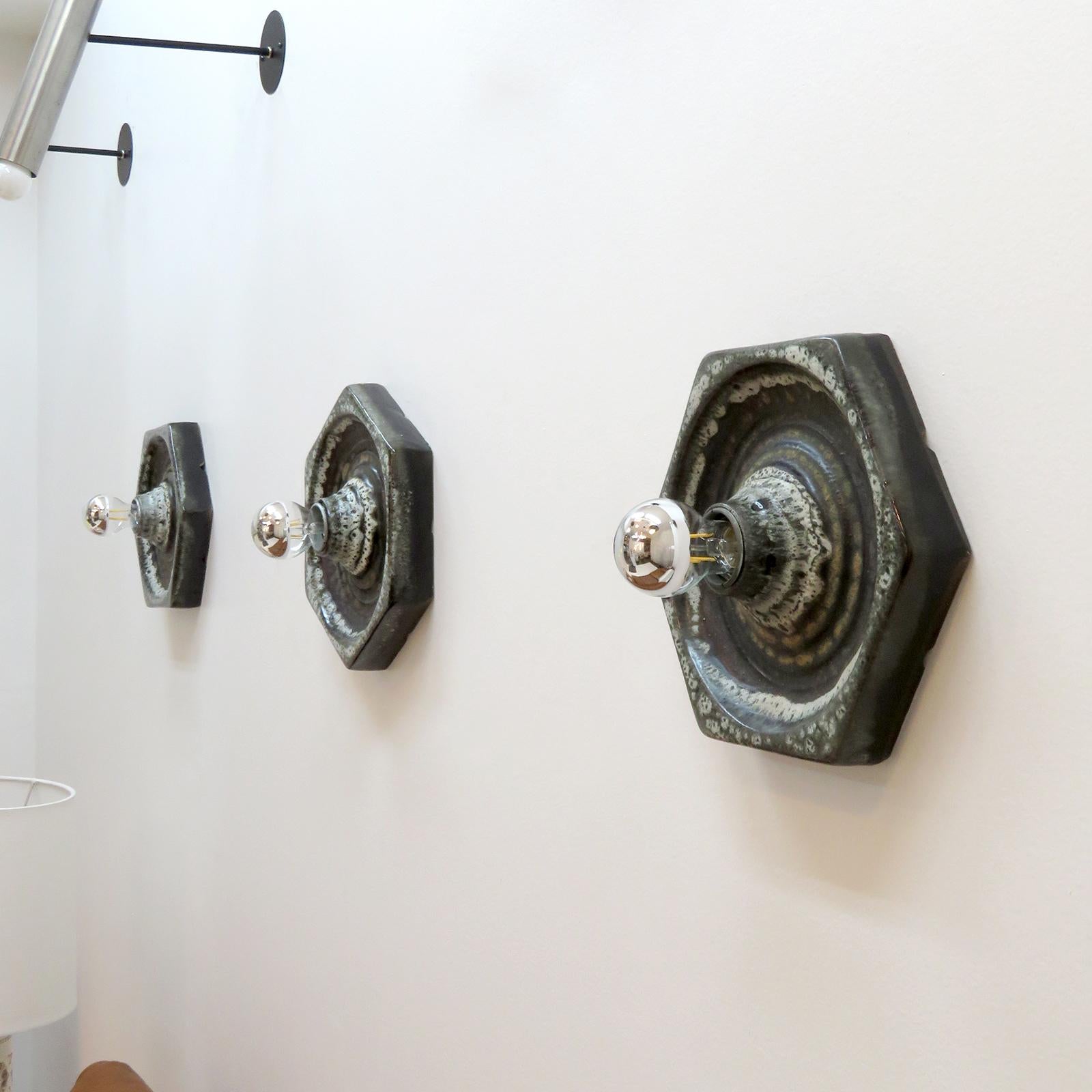 German Ceramic Wall Lights, 1960 In Good Condition For Sale In Los Angeles, CA