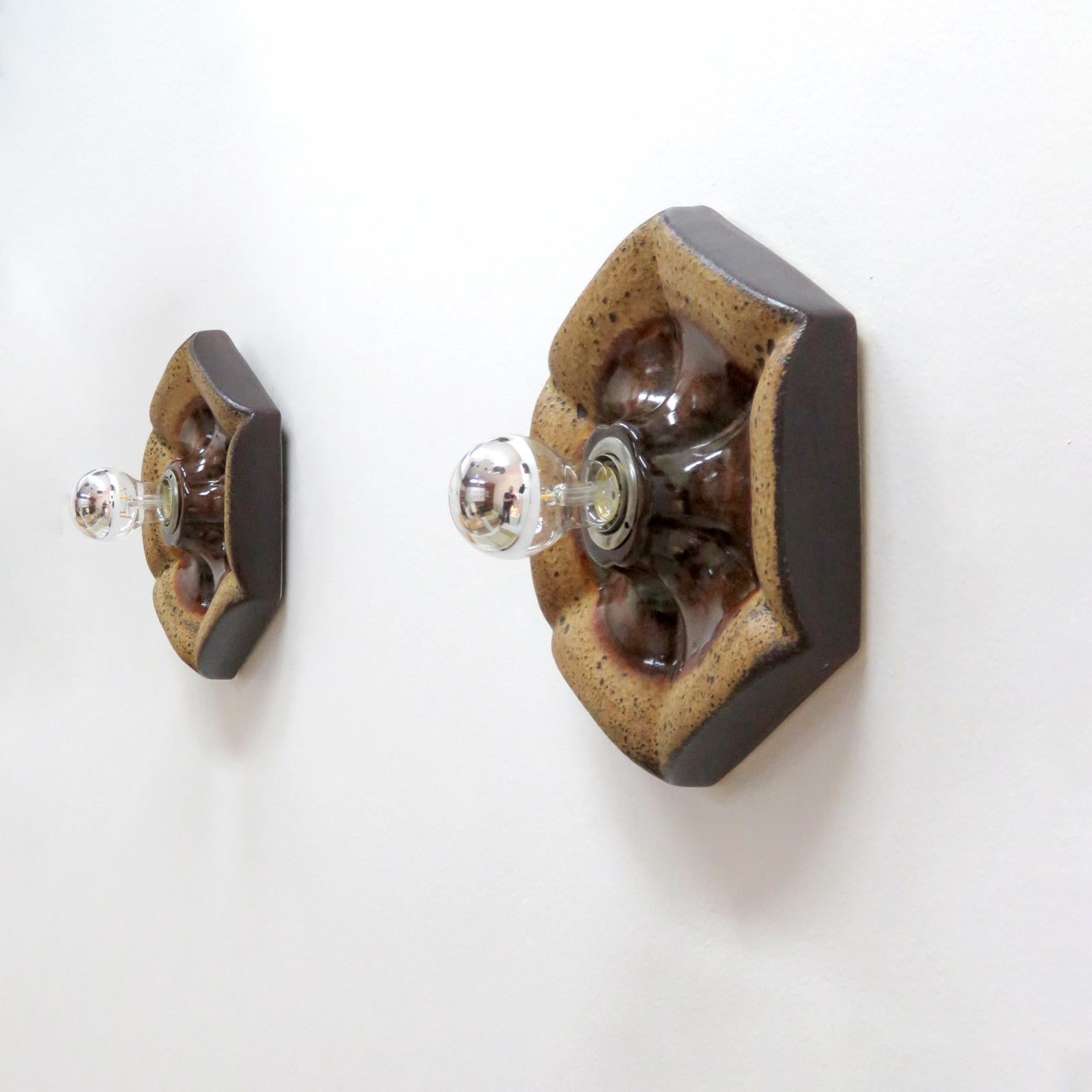 German Ceramic Wall Lights, 1970 In Good Condition For Sale In Los Angeles, CA