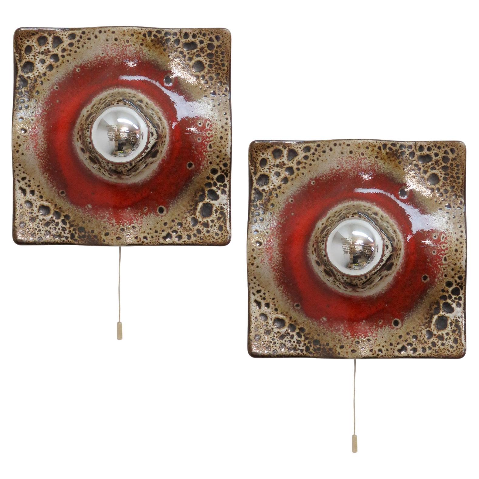 Deutsche keramische Wandleuchten, 1970