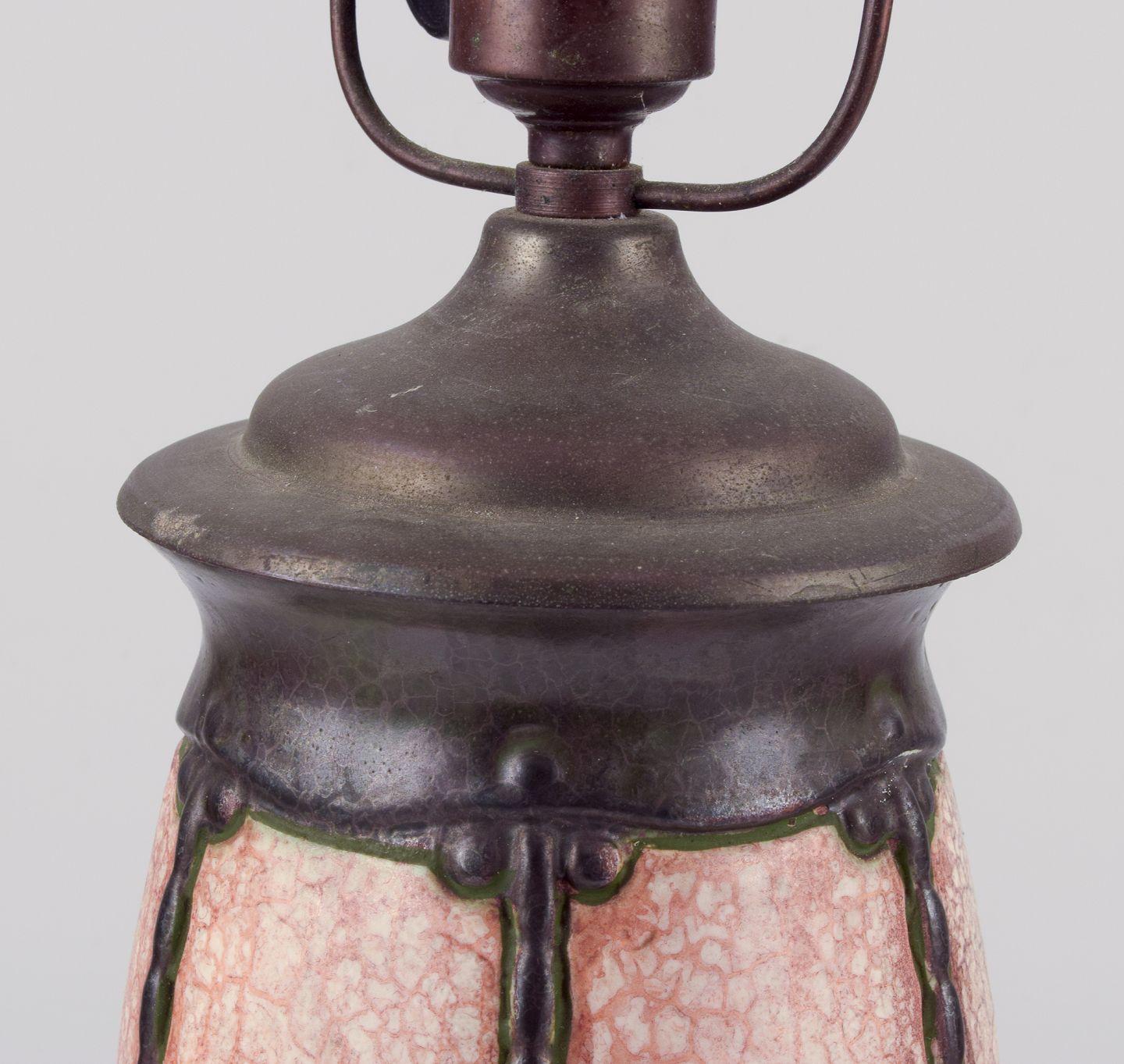 Glazed German ceramicist. Art Nouveau table lamp made of ceramic. Ca 1930 For Sale