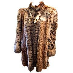 Sexy German Christine Vogdt 1970s Lynx Fur Stroller Length Coat US Size 8 Medium