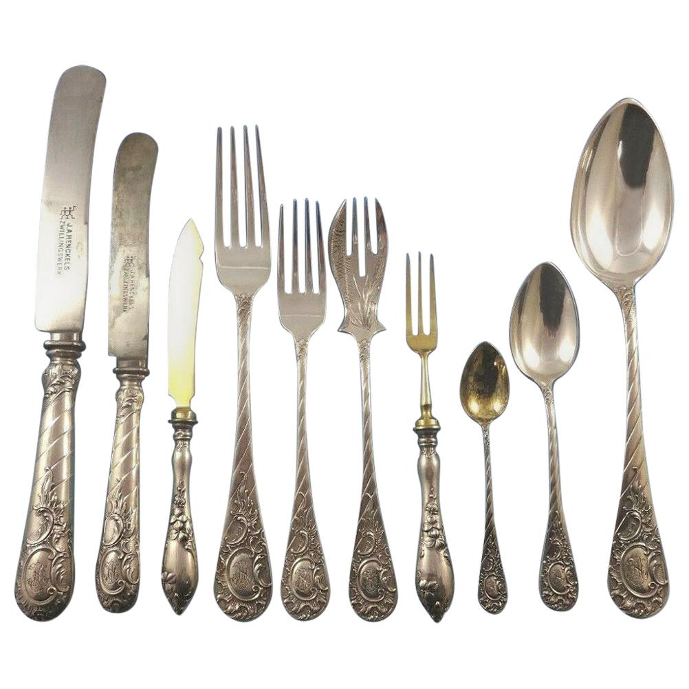 German circa 1890 Fitted Box 800 Silver Flatware Set Service 166 Pieces For  Sale at 1stDibs