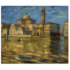 german modernist painters German Landscape Painting Oil on Canvas Otto E. Pippel Venice Italy