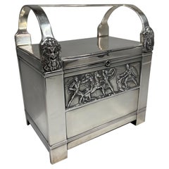 Deutsche klassizistische versilberte Schatulle "Kampfe von Troja" von WMF, 1906