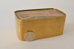 German Cloisonné Enamel Brass Box, Scene Nude Lovers in a Greenfield Midcentury