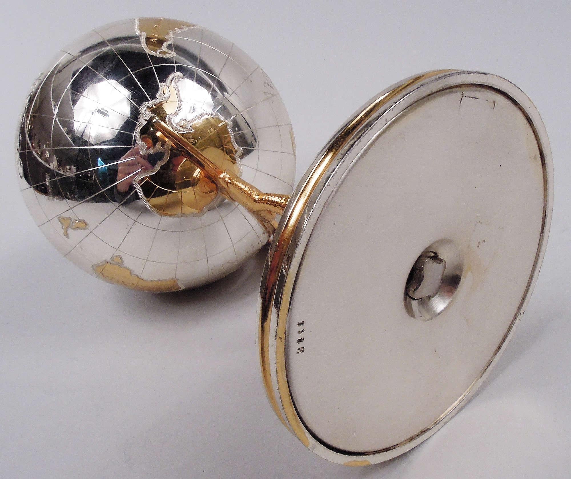 German Cold War-Era Sterling Silver Desktop Globe 4