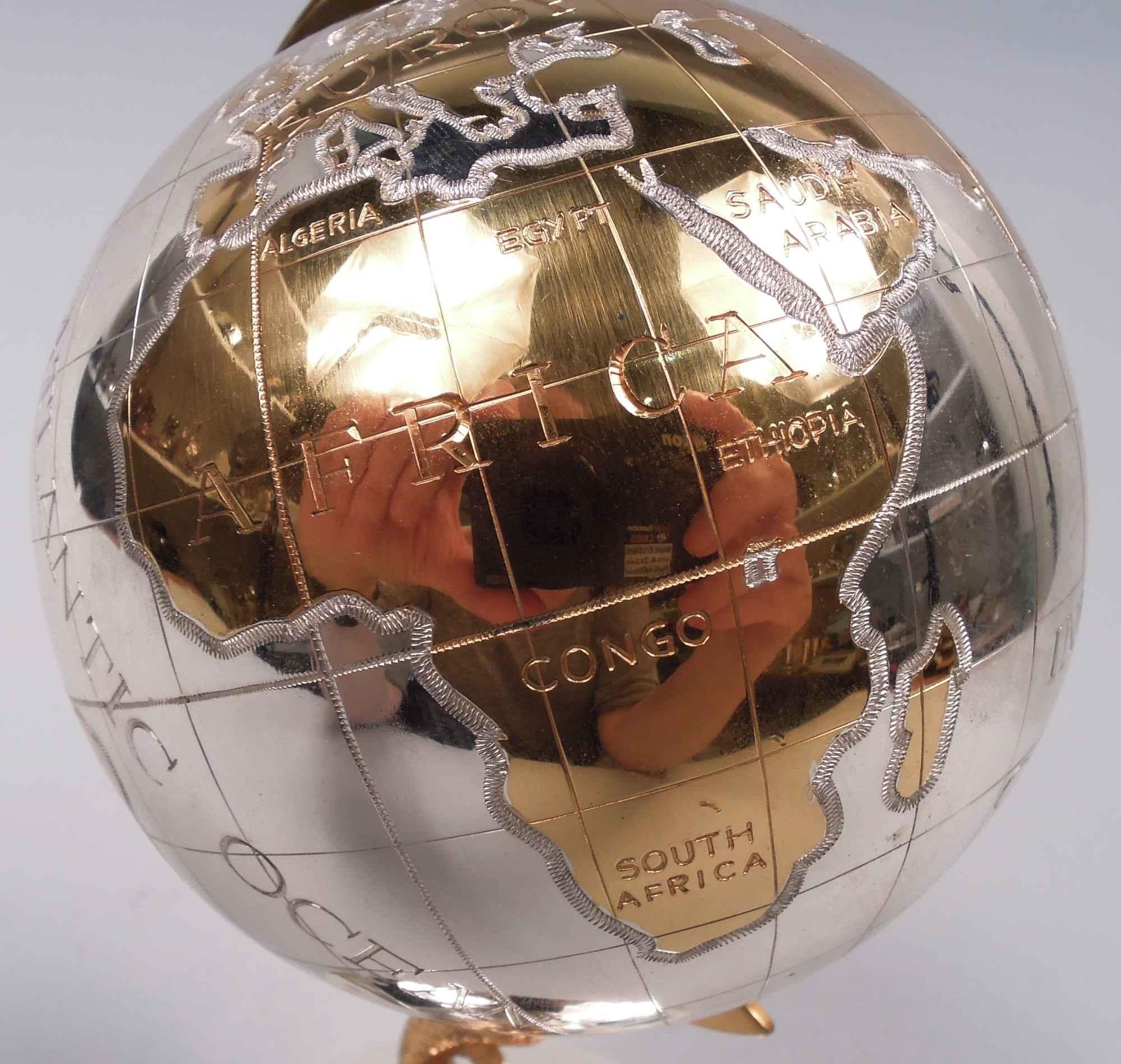 German Cold War-Era Sterling Silver Desktop Globe 2