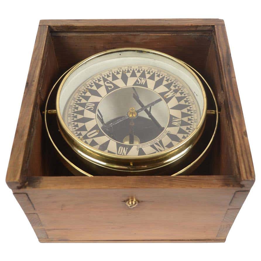 Beautiful Compasses Mahogany Box, 1858 at 1stDibs